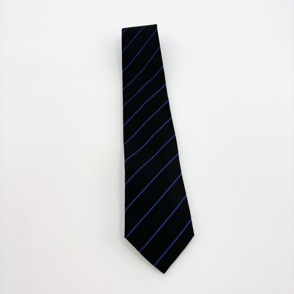 Vintage Ralph Lauren Purple Label Tie Italy Silk Navy Blue Stripe - Picture 3 of 6